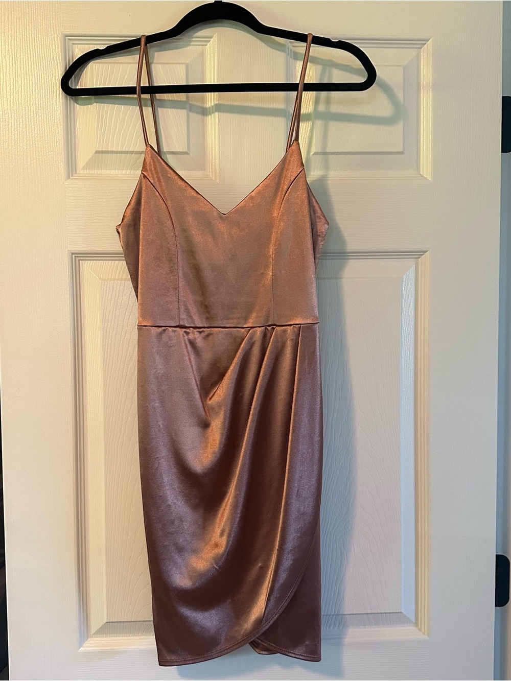 Satin Rose Gold Slip Dress with Spaghetti Straps